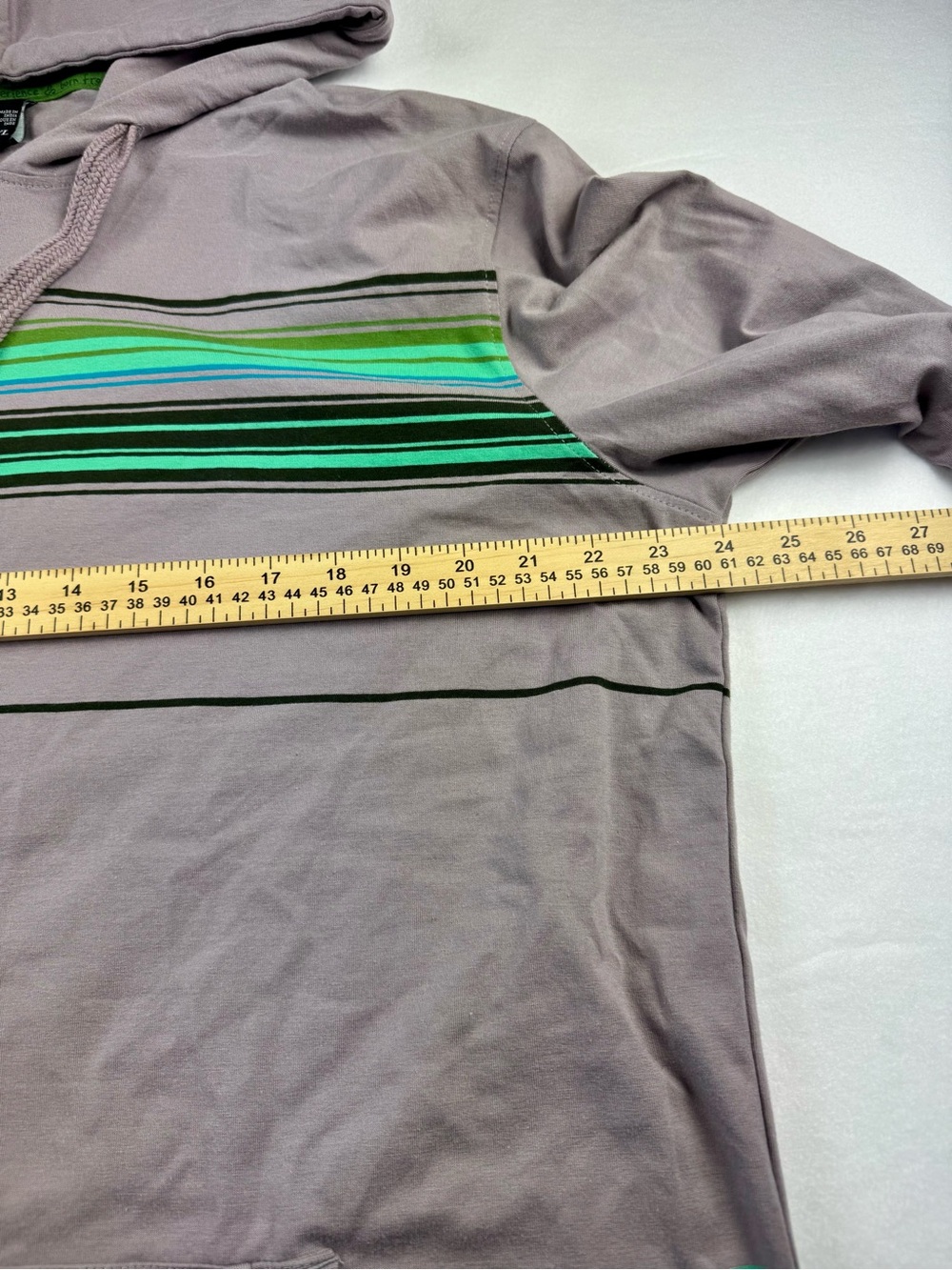 Prana Men's XL Lightweight Hoodie Pullover Striped Cotton Gray Green Stretch - Picture 6 of 8